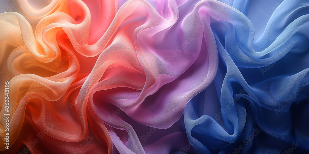 Obraz premium background silk Satin Pleated pleats Delicate drapery fabric abstract Pattern Texture Design Fashion Art Concept Wave Color Luxury Wallpaper Colorful Beautiful Textile 