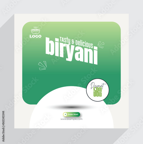 Delicious biryani social media post template 
