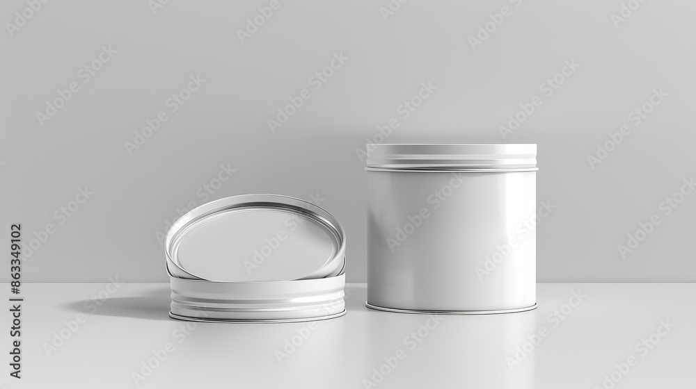Mockup of white blank tin can packaging Mockup of white blank tin can packaging