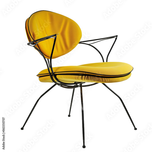 chairdesign, yellow fabric, blackmetal photo