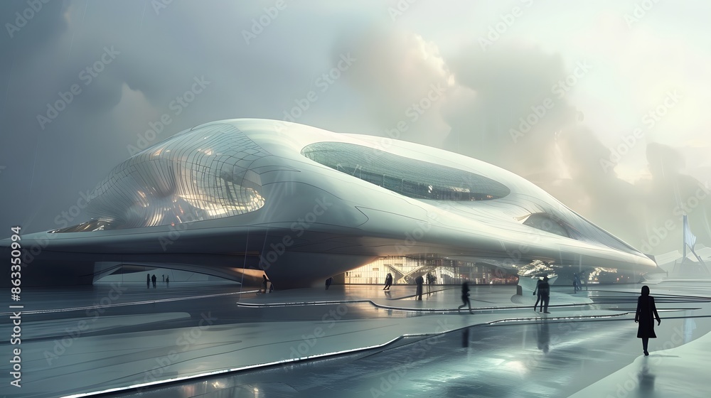 view of futuristic architecture, Skyscraper of office building with curve glass window, 3D rendering view of futuristic architecture, Skyscraper of office building with curve glass window, 3D rendering