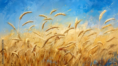 Wild oat (Avena fatua) on fields of wheat and barley crops in summer before harvest
 photo