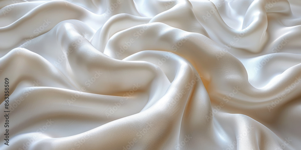 Fototapeta premium silk white folds Elegant material fold smooth soft softness wave sensual sexual abstract background textile clothing drape calm wrinkle fabric macro dress affectionate texture colours 