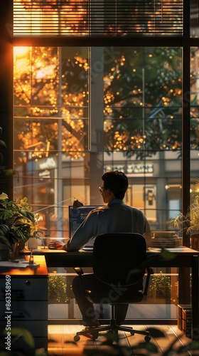 Wallpaper Mural Innovation in Action. Tech entrepreneur working in a co-working space concept Torontodigital.ca