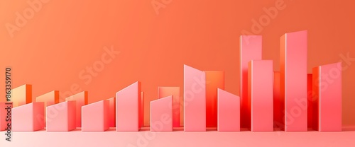 A bar graph illustrating a significant spike in market performance with bold peach bars. © INAYAT