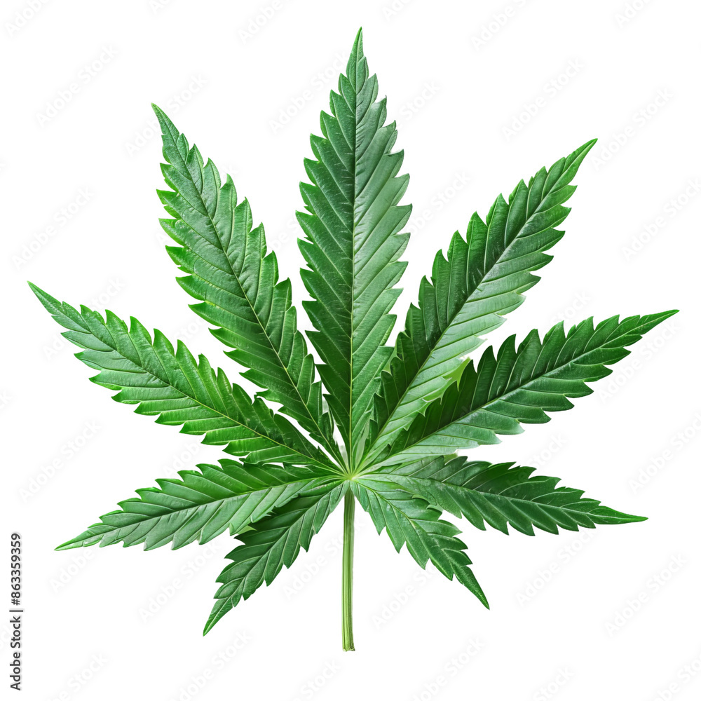 fresh green cannabis leave on white background isolated closeup fresh green cannabis leave on white background isolated closeup