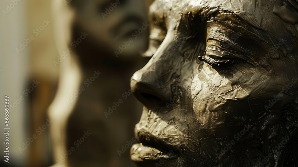 Masterpiece in Progress. Artisan crafting a bronze sculpture Masterpiece in Progress. Artisan crafting a bronze sculpture