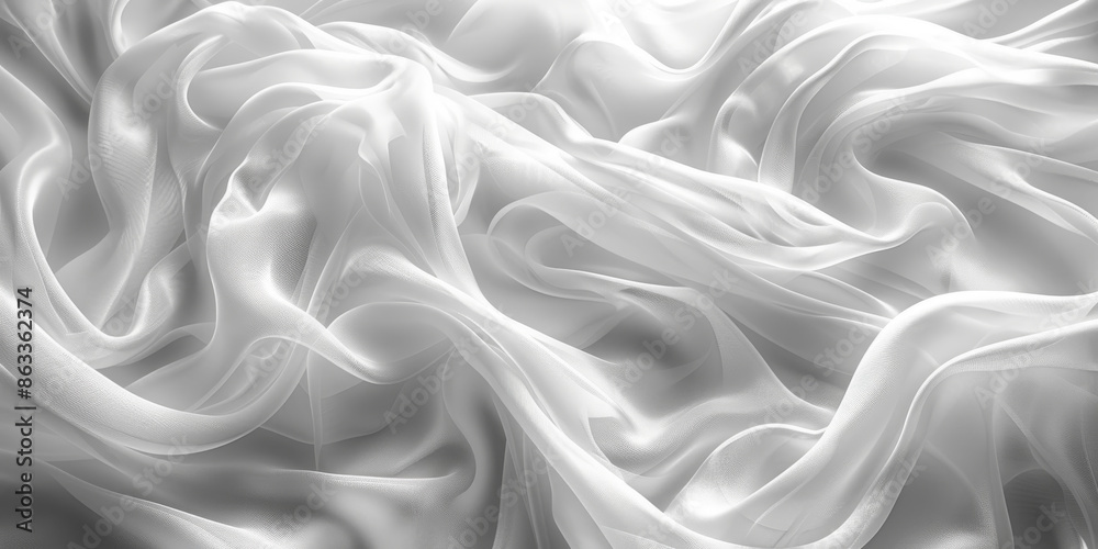 Obraz premium silk white folds Elegant material fold smooth soft softness wave sensual sexual abstract background textile clothing drape calm wrinkle fabric macro dress affectionate texture colours 