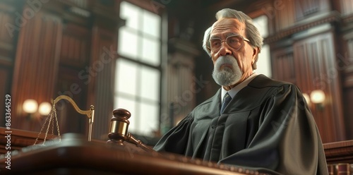 Justice Served. Judge with a raised gavel concept