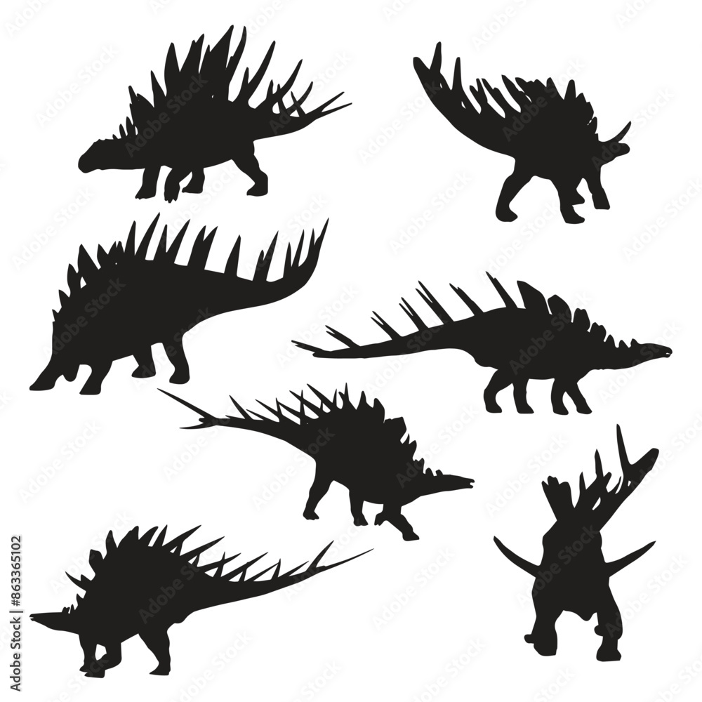 Set of Kentrosaurus Dinosaur Illustration Vector Silhouette Set of Kentrosaurus Dinosaur Illustration Vector Silhouette