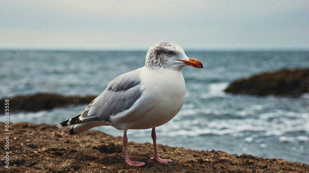 A seagull, one of the beautiful animals that cruises the open sky. A seagull, one of the beautiful animals that cruises the open sky.