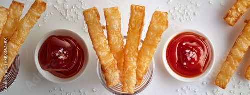 Crispy French Fries With Salt, Ketchup, and Spices