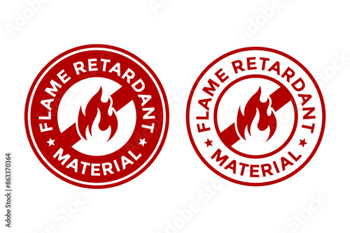 Flame retardant vector logo template. This design use fire label. Suitable for product stamp. photo