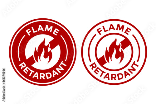 Flame retardant vector logo template. This design use fire label. Suitable for product stamp.