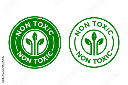 Non toxic label vector logo template. This design use leaf symbol. Suitable for product label.