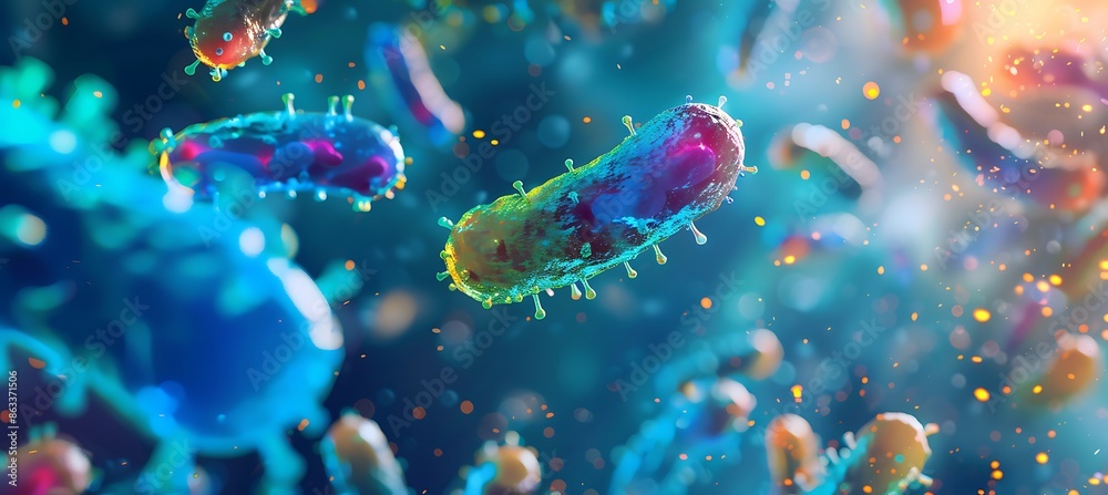 Fototapeta premium Microbiomebased therapy restoring gut health and treating diseases comprehensive visual study of microbiome applications in future medicine