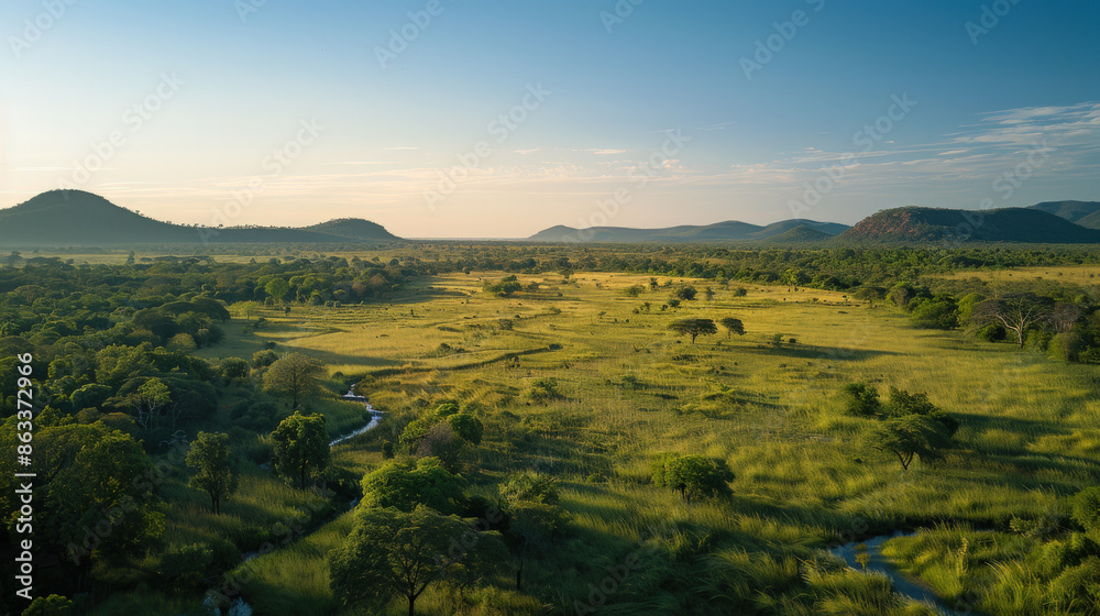 Sunrise Over Rolling Hills and Valleys Sunrise Over Rolling Hills and Valleys