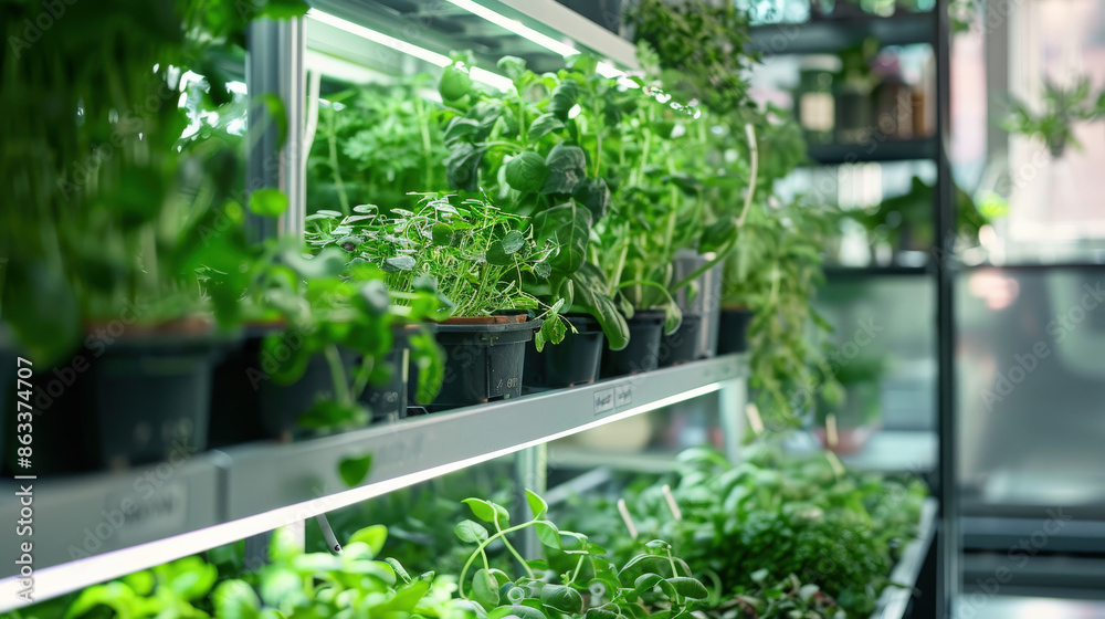 Indoor Hydroponic Herb Garden During Daylight Indoor Hydroponic Herb Garden During Daylight