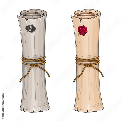 Paper scroll tied with a rope, Vector illustration