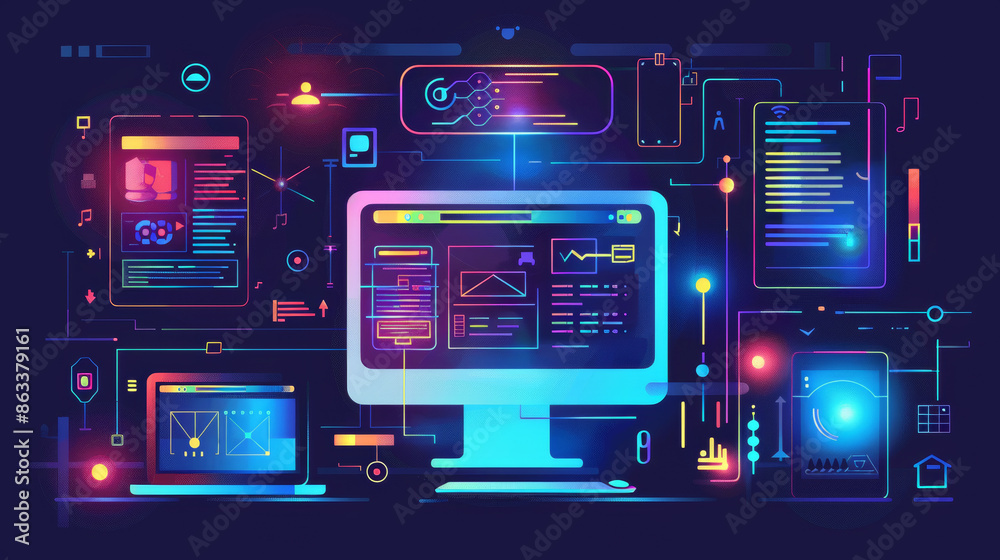 Vector illustration of web design and development.
Vector illustration of web design and development.