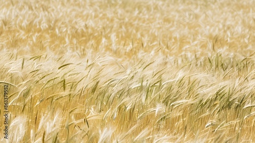 Wild oat (Avena fatua) on fields of wheat and barley crops in summer before harvest photo