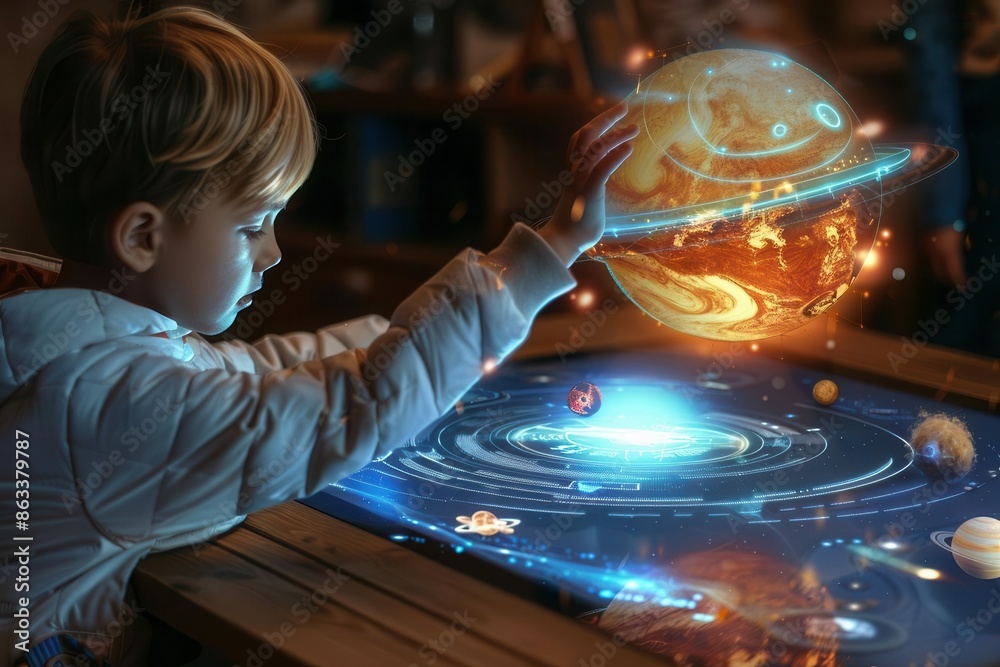 edtech revolution child exploring augmented reality solar system ...