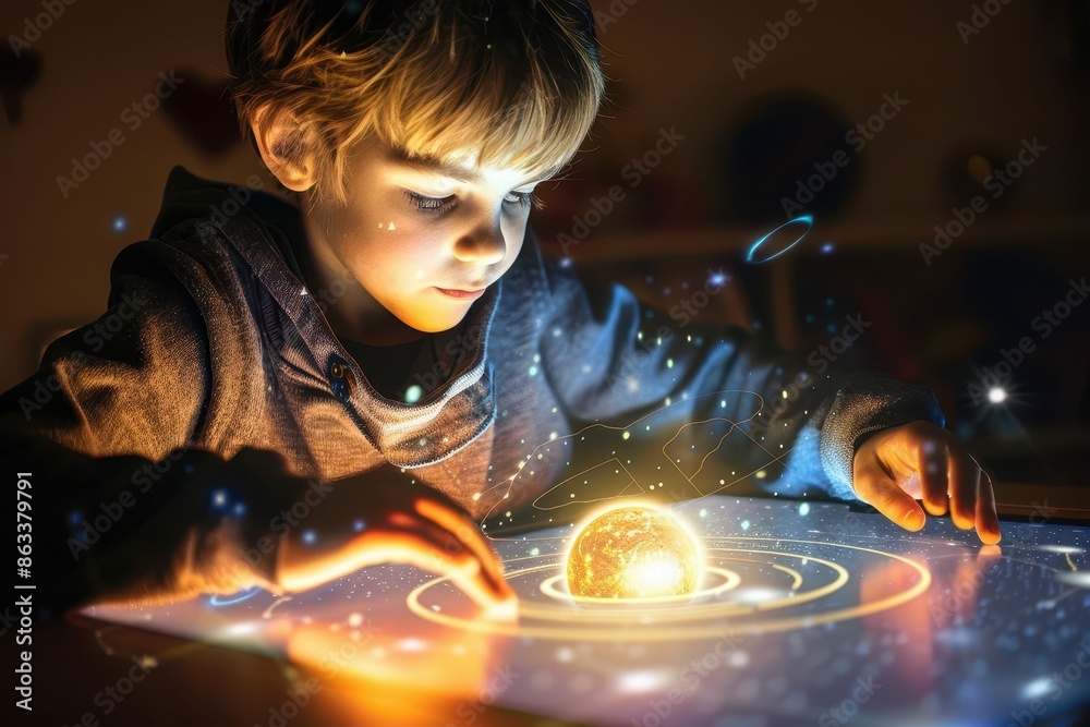 edtech revolution child exploring augmented reality solar system ...