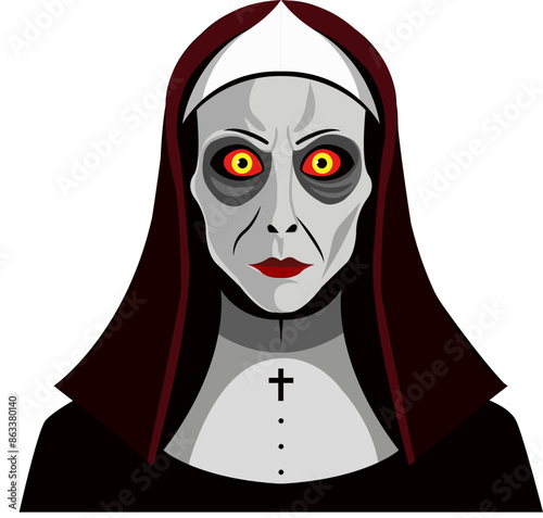 Halloween Cartoon Character Evil Nun Vector SVG