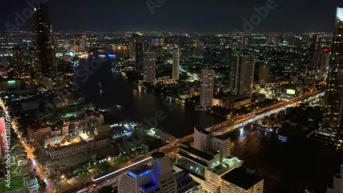 Wallpaper Mural Bangkok BKK the city that never sleeps colourful lights of the buildings shops streets cars of the city and urban skyline view from one of the tallest Sky Tower in BKK  Torontodigital.ca