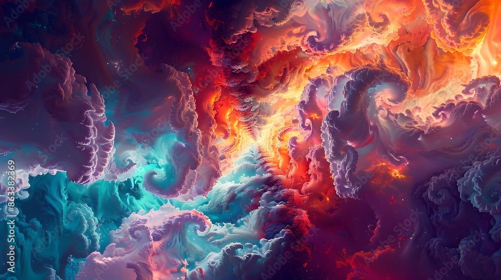 Mesmerizing Kaleidoscopic Explosion of Vibrant Digital Fractals and Chromatic Energy Fields Mesmerizing Kaleidoscopic Explosion of Vibrant Digital Fractals and Chromatic Energy Fields