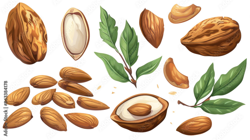Flying nuts on transparent background Flying nuts on transparent background