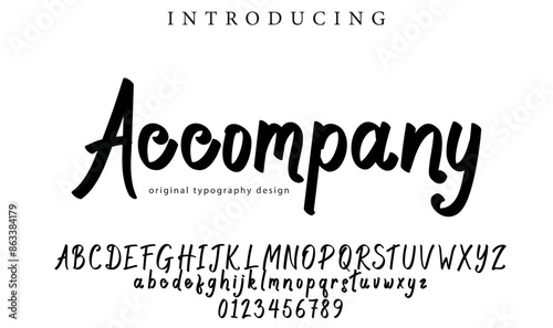 Accompany Font Stylish brush painted an uppercase vector letters, alphabet, typeface
