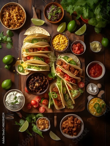 Wallpaper Mural Vibrant and Flavorful Mexican Taco Feast Celebrating Diverse Toppings and Authentic Mexican Cuisine Torontodigital.ca