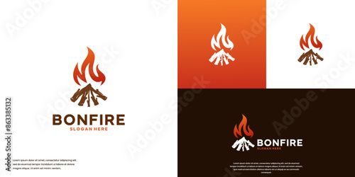 wood fireplace logo, wild adventure, logo design vector.