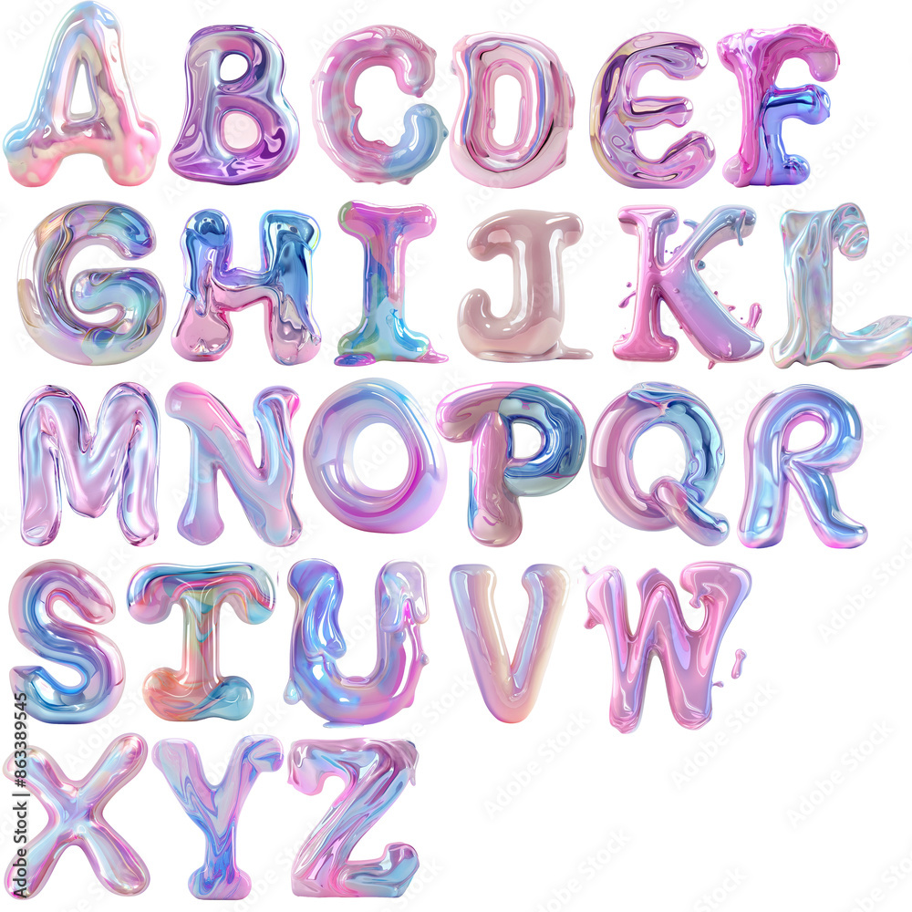 Liquid 3d font alphabet set isolated on white background Liquid 3d font alphabet set isolated on white background