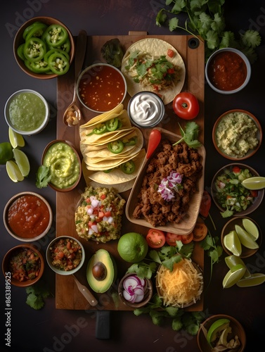 Wallpaper Mural Vibrant and Flavorful Mexican Taco Feast Celebrating Diverse Toppings and Authentic Mexican Cuisine Torontodigital.ca