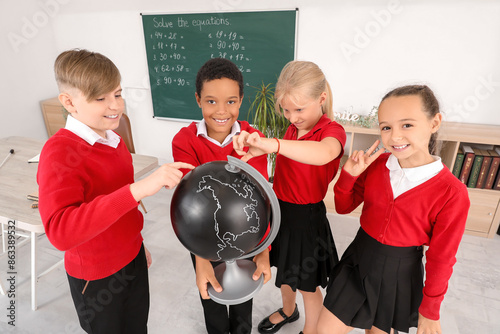 Little classmates with glob...