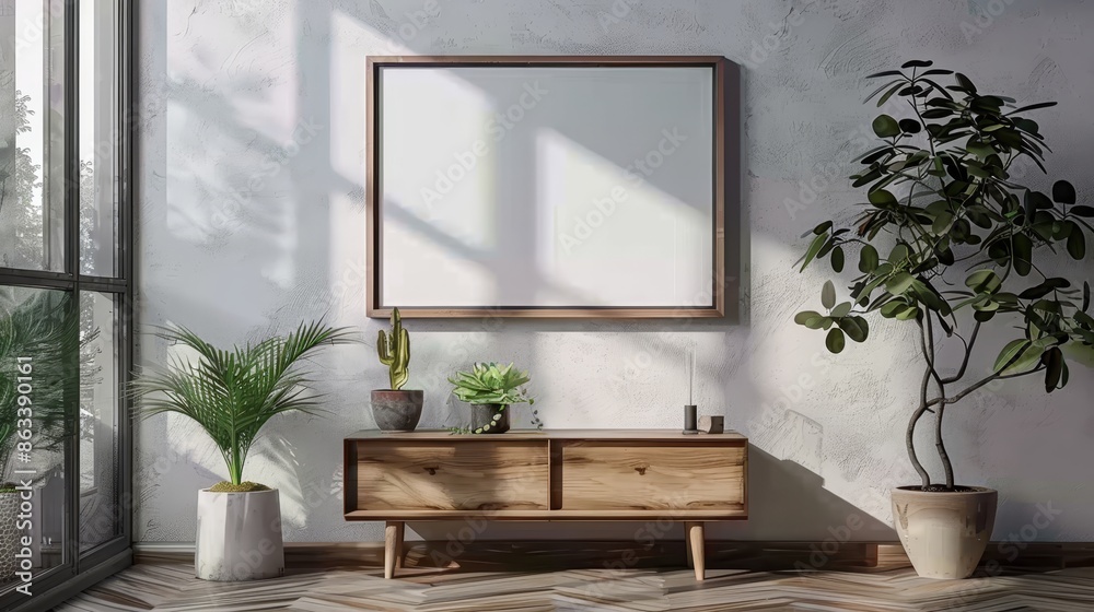 Frame mockup in home interior Frame mockup in home interior