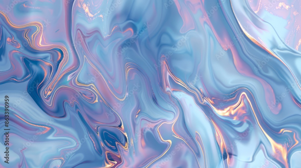 A close up of a blue and pink liquid that is flowing, AI