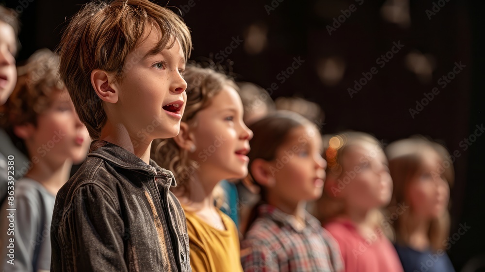 group of children performing a play they wrote and directed, showcasing their storytelling and imaginative skills, with ample copy space for text group of children performing a play they wrote and directed, showcasing their storytelling and imaginative skills, with ample copy space for text