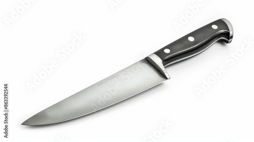 Chef's kitchen knife isolated on the white background, including clipping path. Generative AI