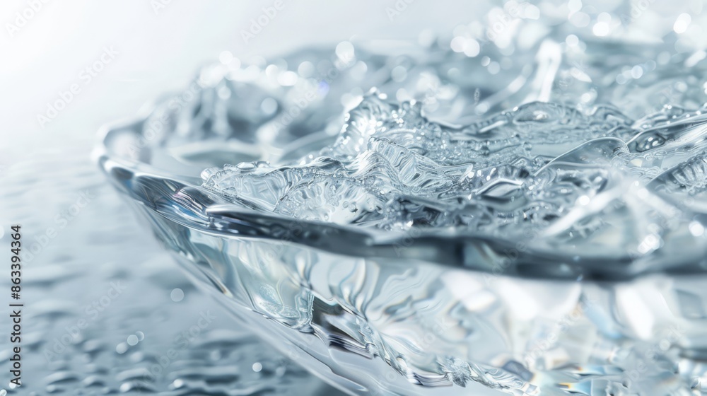 A close up of a bowl filled with water and ice, AI