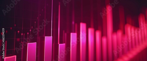 A bar graph showing a significant spike in market performance with bold magenta bars. © INAYAT