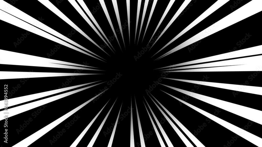 Diagonal Anime Speed lines in Black and White,
Radial Comic Light Speed Lines Moving. 
Animation of black anime speed line background.
Anime speed line background animation on black.
