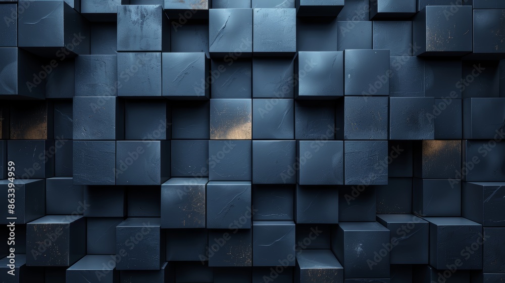 Abstract dark blue cube pattern, 3D rendering of a geometric design. Perfect for modern, abstract, and technology themes. Abstract dark blue cube pattern, 3D rendering of a geometric design. Perfect for modern, abstract, and technology themes.