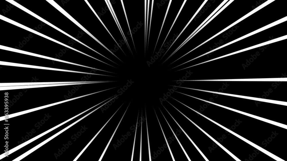 Diagonal Anime Speed lines in Black and White,
Radial Comic Light Speed Lines Moving. 
Animation of black anime speed line background.
Anime speed line background animation on black.