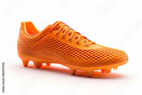 Orange football boot isolated on a white background. photo