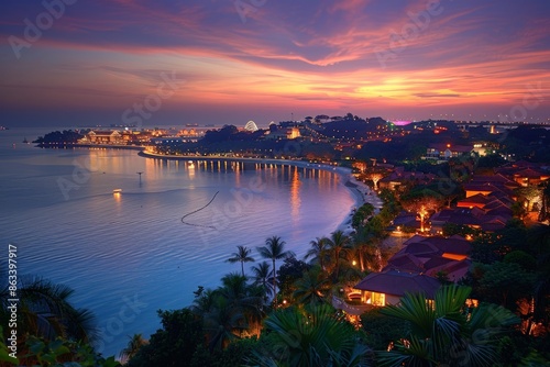 Captivating scene of Sentosa Island in Sentosa Singapore at dusk  © mogamju
