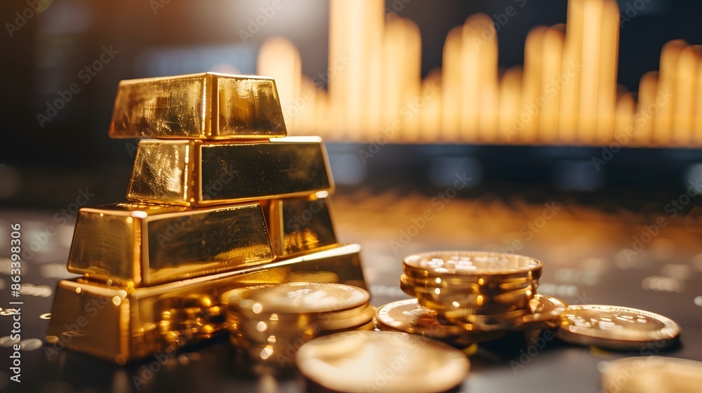 Gold reserve - a large stack of shiny gold bars in bank vault. Large value, high price and bullion concept. 3d render illustration. Gold reserve - a large stack of shiny gold bars in bank vault. Large value, high price and bullion concept. 3d render illustration.