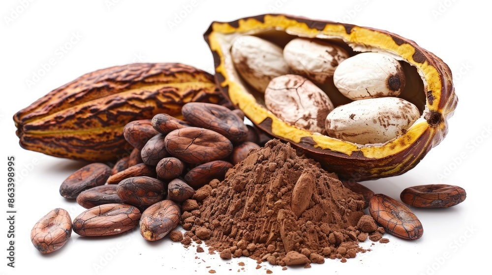A close up of a chocolate bar and some chocolate powder. Concept of indulgence and pleasure A close up of a chocolate bar and some chocolate powder. Concept of indulgence and pleasure